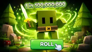 RNG Heroes roll screen showing green blocky hero