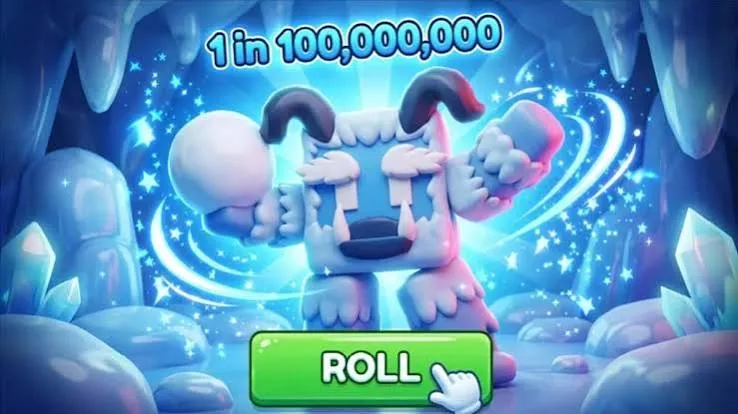 RNG Heroes ice cave roll showing legendary creature